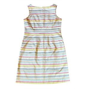Talbots Kids Silk Sleeveless Sheath Dress Girls 16 Striped Multicolor Lined